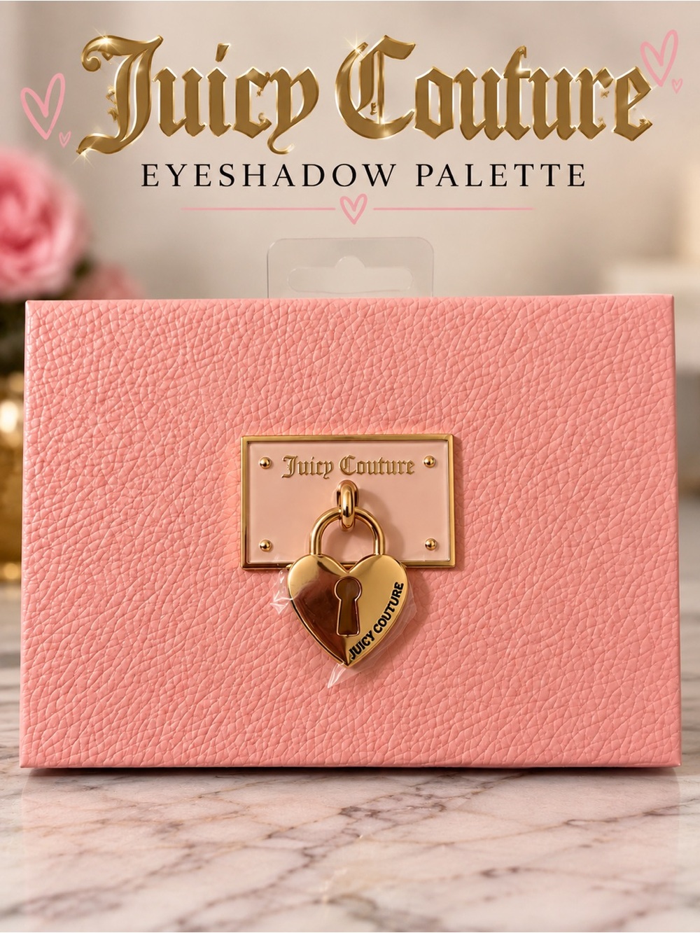 Juicy Couture Pink Heart Lock 12 Pan Eyeshadow Palette New Pink and Brown Tones